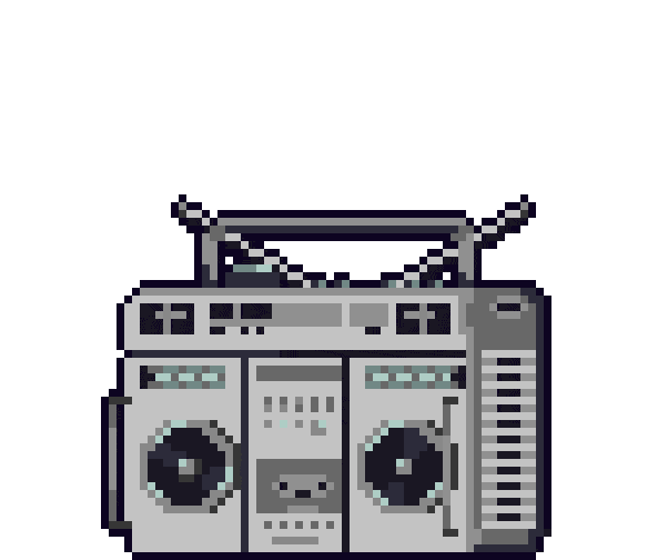 Animated pixel-art radio